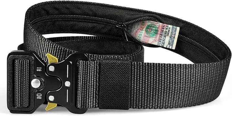 Ceinture Porte-Monnaie Tactique avec Fermeture éclair, Compartiment Secret, antivol - Convient pour Les Voyages, Les Voyages d'affaires, Le Jogging, pour Hommes et Femmes, Boucle en métal