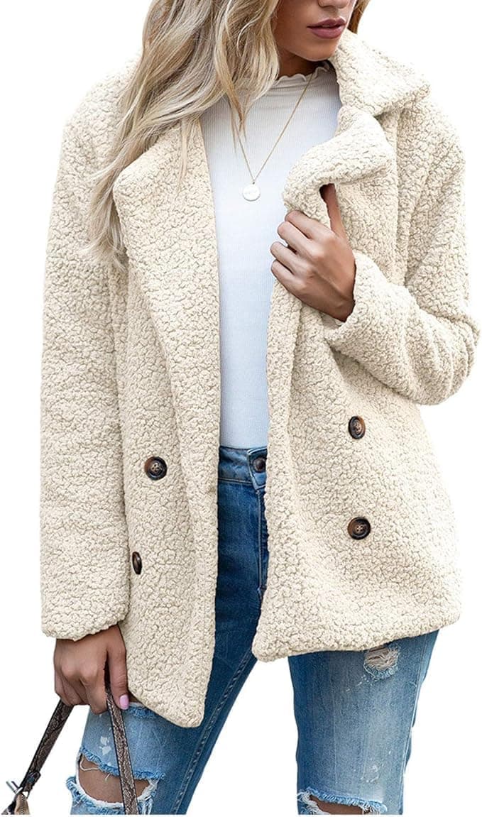 Boutons D'Automne Et D'Hiver, Revers, Cardigan En Molleton Ample, Manteau De Laine De Mouton Femmes, Vestes, Hauts