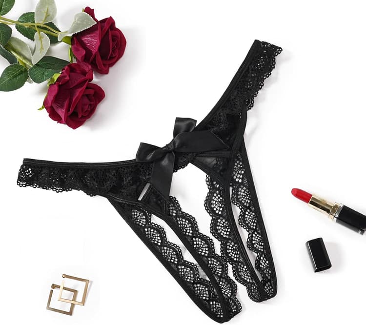 Avidlove Lace Panties for Women Low Rise Underwear Briefs Floral Lace Thong Panties with Bow 1-4 Pack