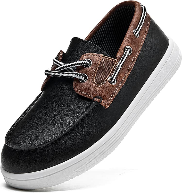 DADAWEN Classique Loafers Mocassins Garçon Chaussures Bateau à Lacets,Chaussure d'uniforme Scolaire Garçon