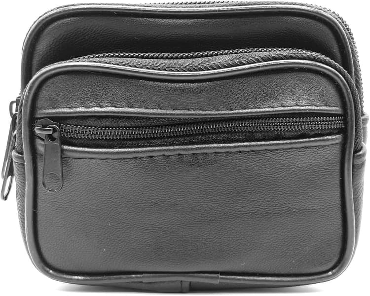Charmoni - Grand Portefeuille - Portefeuille Homme - Porte Monnaie - avec Passant Ceinture - Cuir - Rangement complèt (3 Zips, Noir)