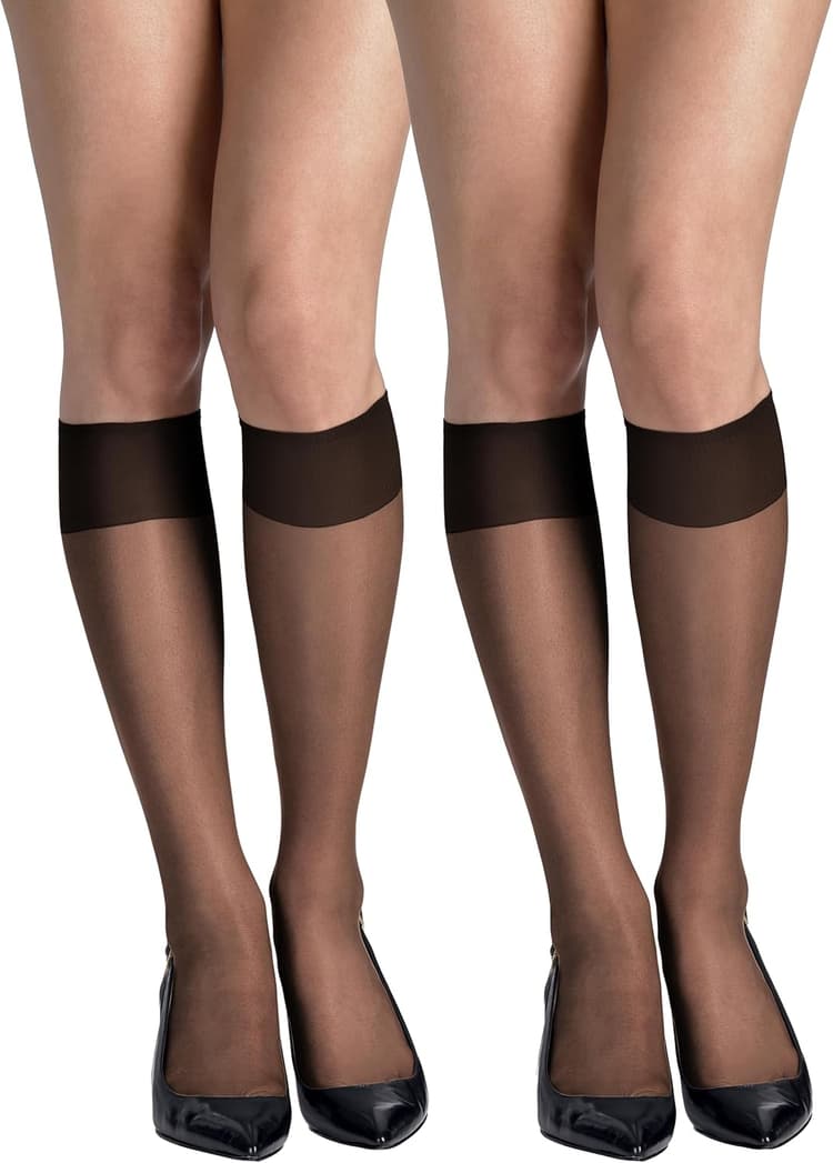 Hanes Silk Reflections Women's Silky Sheer Reinforced Toe Knee-High Stockings