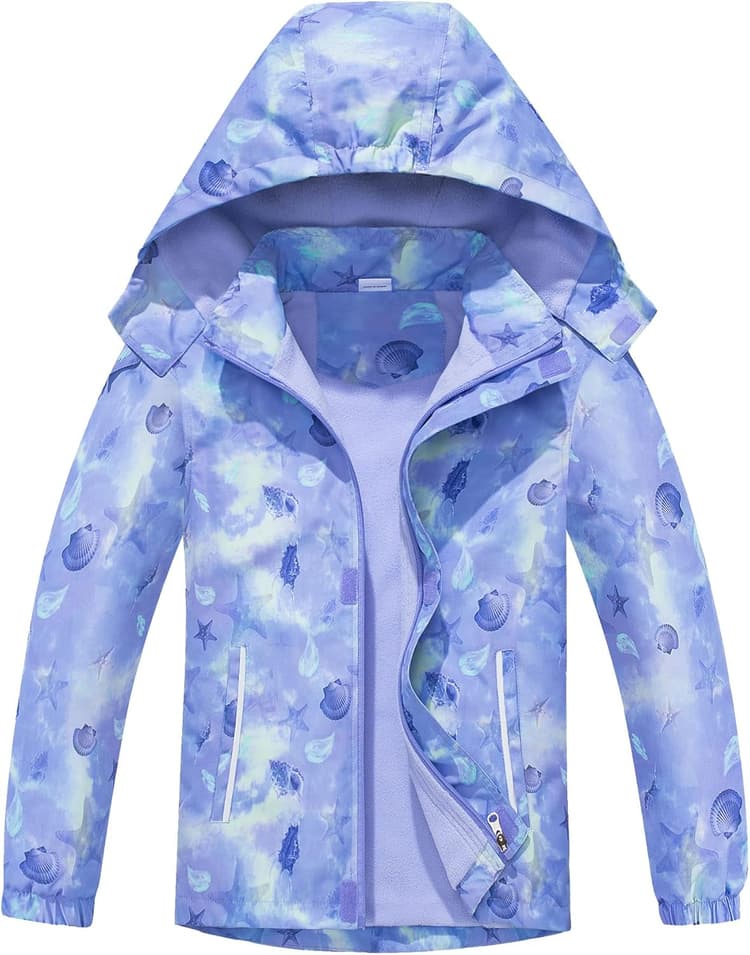 CAMLAKEE Veste Polaire Fille Imperméable Enfant Softshell Blouson Impression