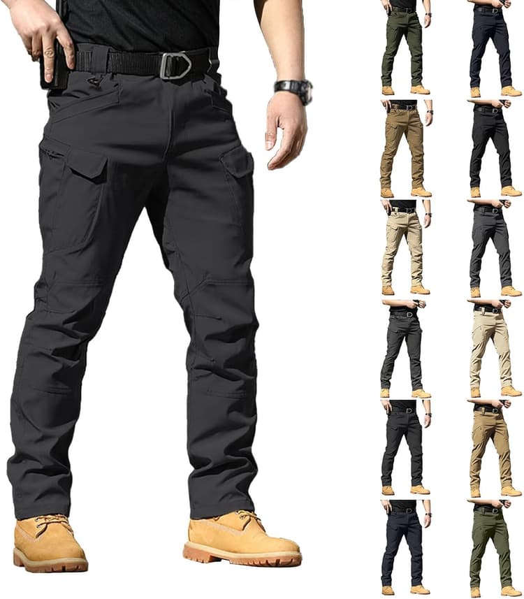 Pantalon Tactique Homme Cargo Treillis Militaire Randonnée Chasse Pantalon de Travail Pantalon Cargo Homme Tactique Combat Stretch Extensible Séchage Rapide (Pas de Ceinture)