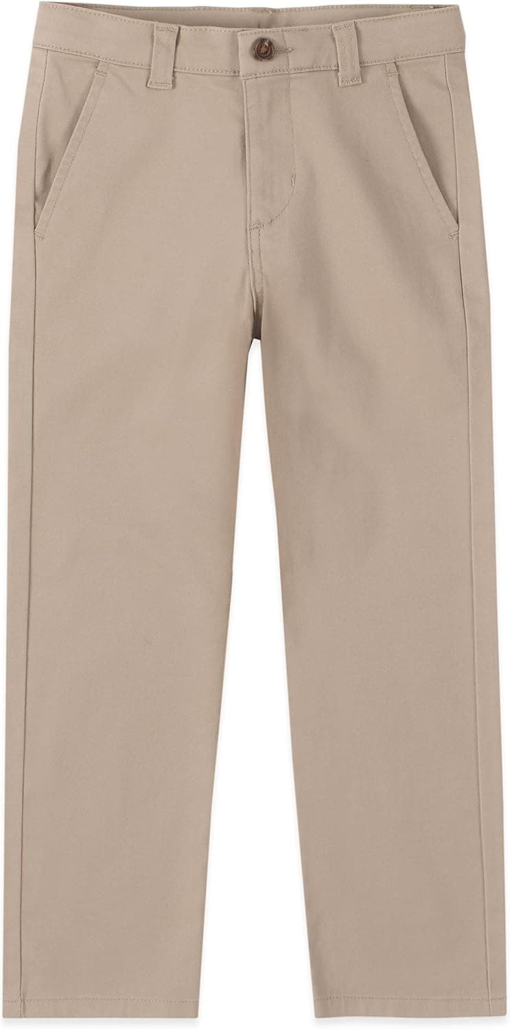 Izod Boys' School Uniform Twill Pants, Flat Front & Comfortable Waistband with 5 Pockets