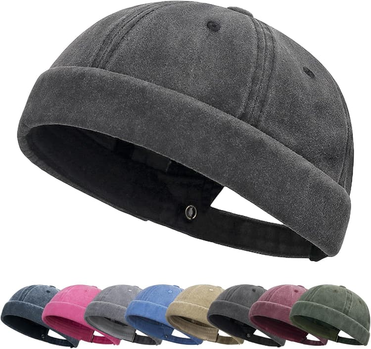 Tiakay Casquette Docker Homme en Coton Vintage - sans Bordure Style Marin pour Port Quotidien Décontracté et Outdoor