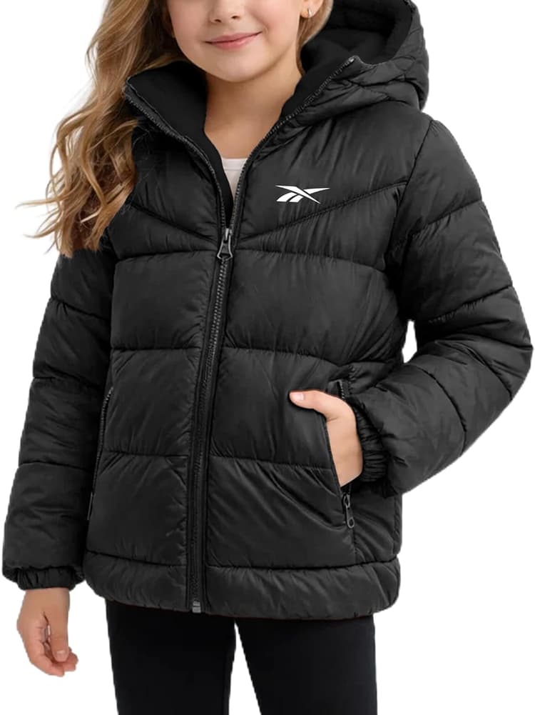 Reebok Girls Winter Coat - Heavyweight Quilted Sherpa Lined Parka Puffer Jacket - Warm Winter Jackets for Girls