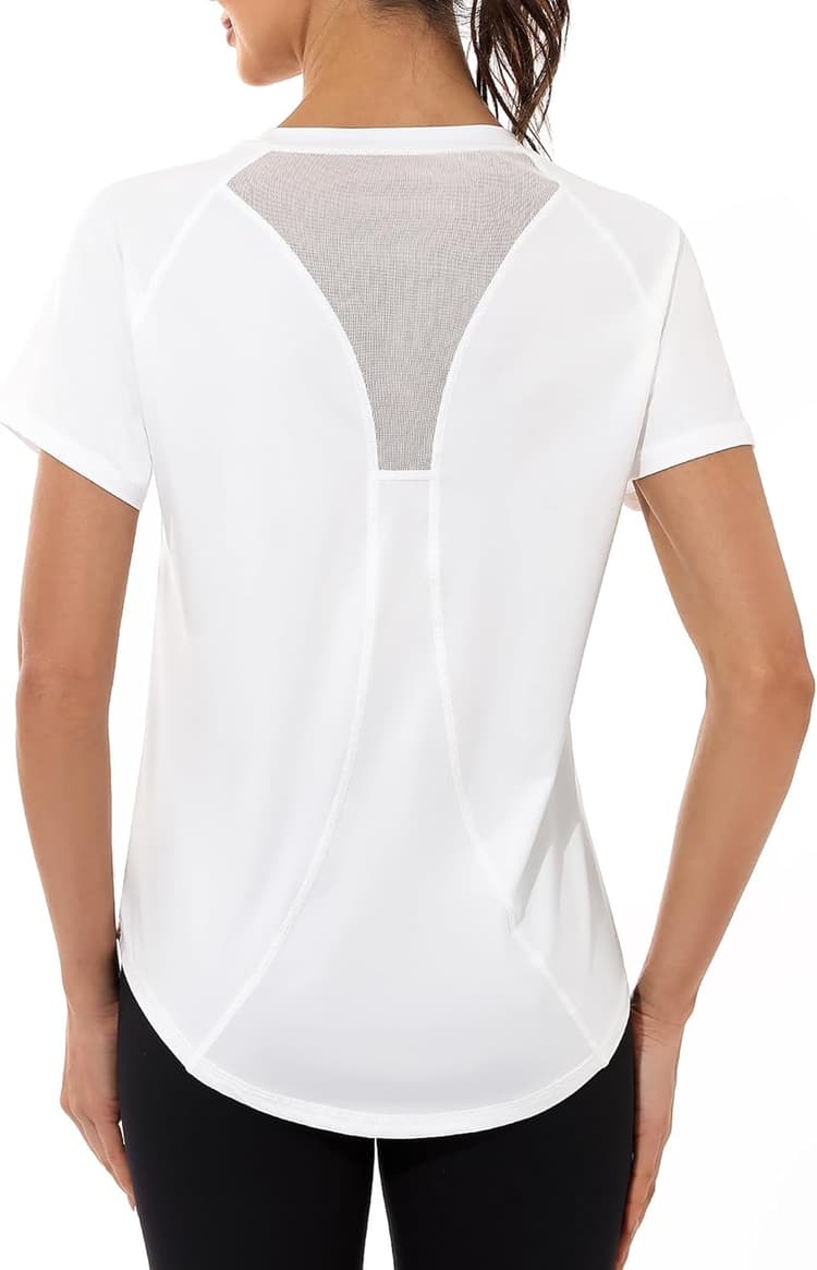 Gyabnw Tee Shirt Sport Femme T-Shirt à Manches Courtes Été T-Shirts et Tops de Sport Femme à Séchage Rapide Top de Fitness Haut Yoga Pilates Jogging