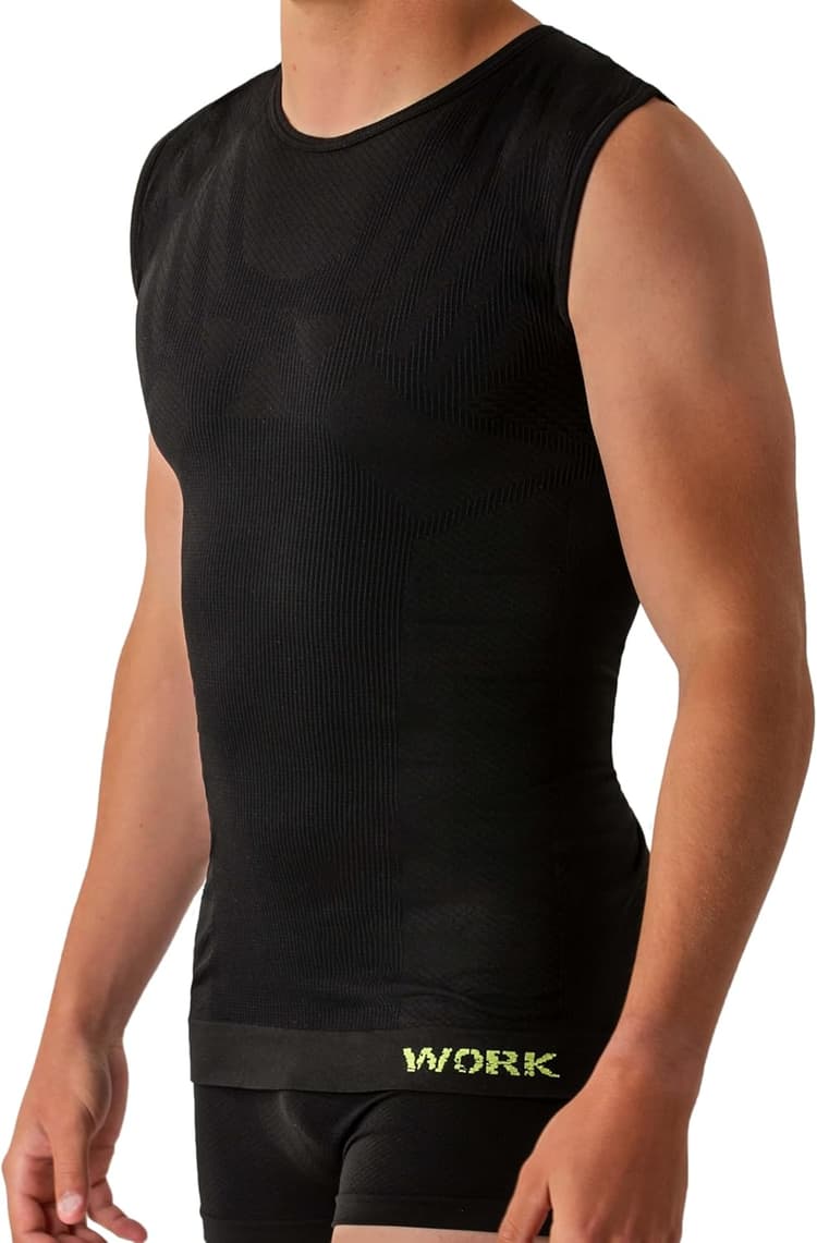 Débardeur Thermique Homme sans Manches de Travail - sous Vetement Thermique Homme, Technique, Elastique, sans Coutures ni Étiquettes - Made in Italy