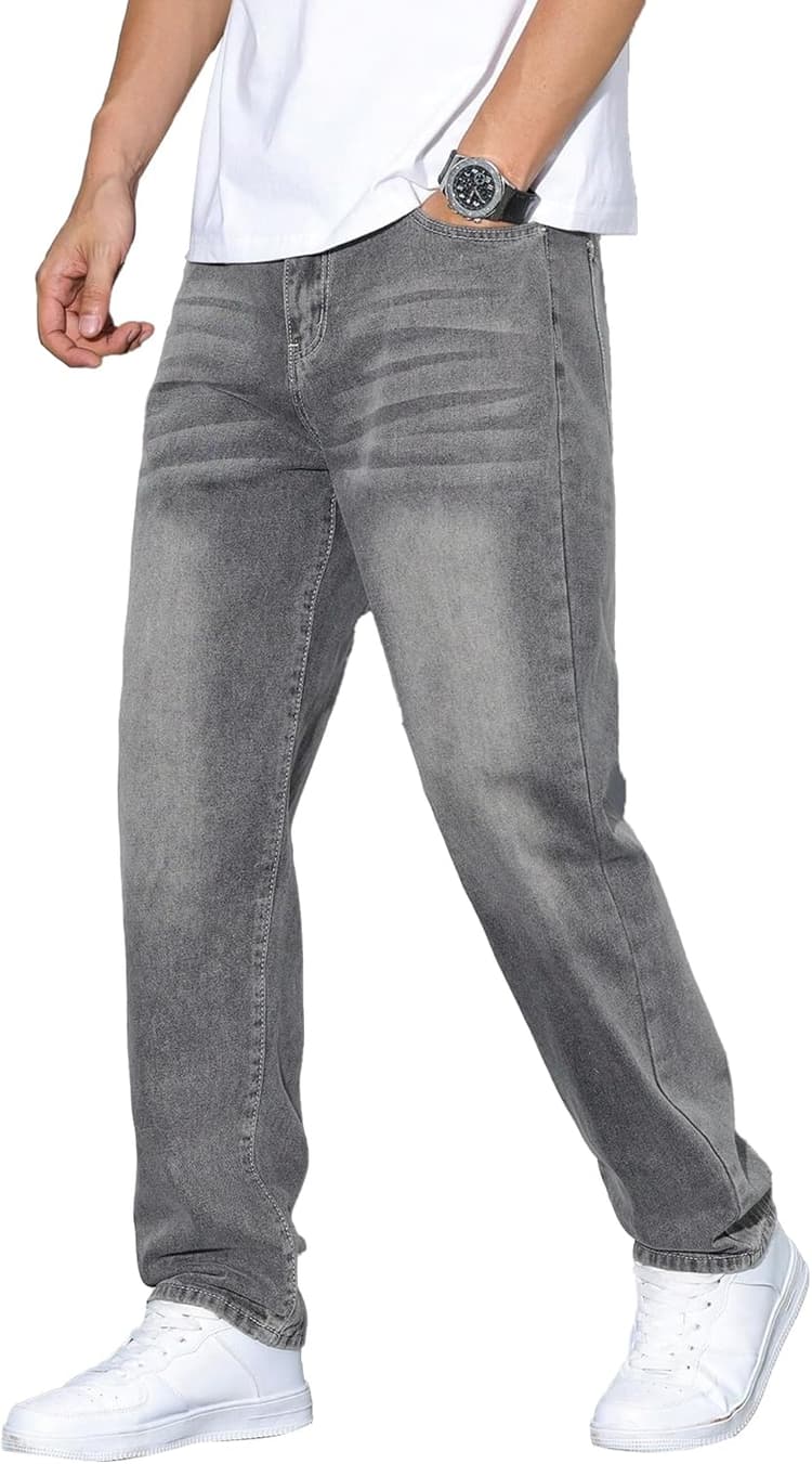 JMIERR Mens Classic Relaxed Fit Jeans Stretch Casual Baggy Denim Pants