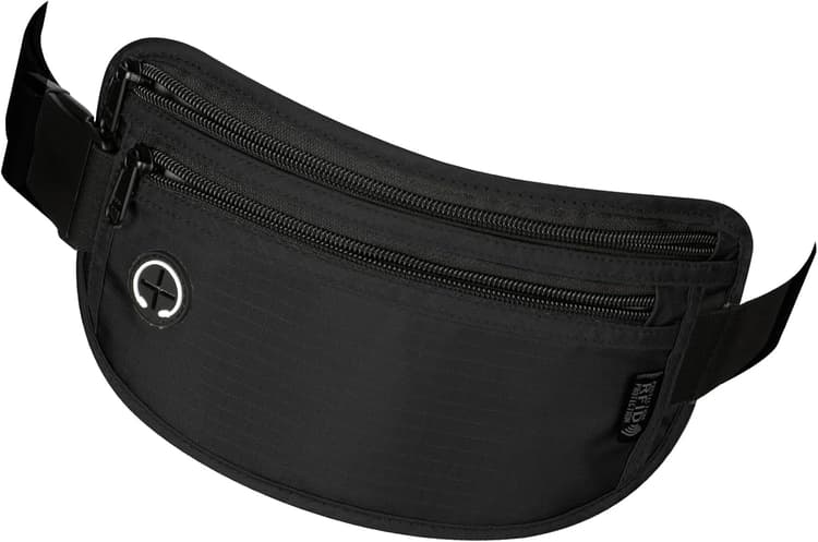 VINATO Theft Protection Banana with RFID, Men's and Women's Waterproof Belt Bag, Ideal for Travel, Sport, Festival, Concealed Wallet, Secure Passport Pouch, Grey