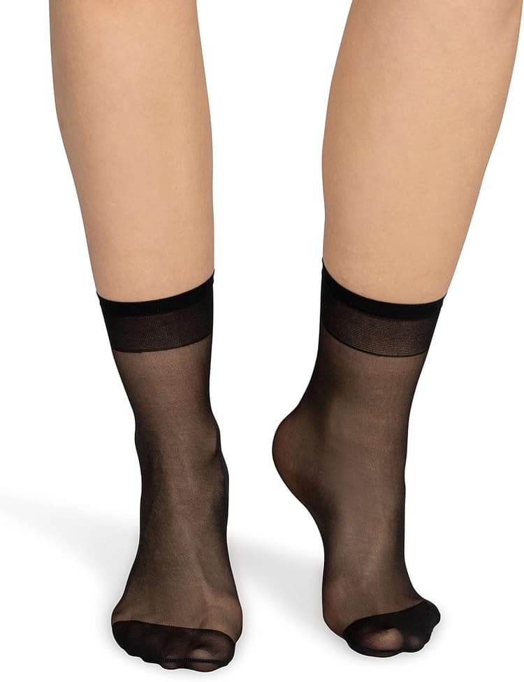 NOQ Chaussettes pour femmes au-dessus de la cheville uni 15 DEN transparent mat sans pression avec haut confortable taille unique deux paires décontracté bureau dames longueur d'équipage