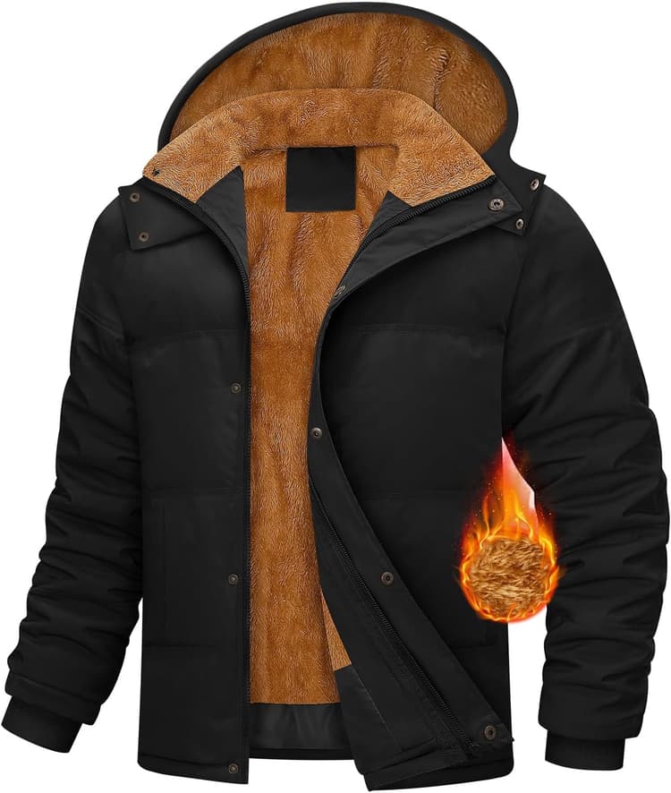 Yuson Girl Manteau Homme Veste en Polaire Hiver Parka Chaud Blousons Casual Outdoor Thermique Blouson Epaissie Manteaux Amovible Capuche avec Poches