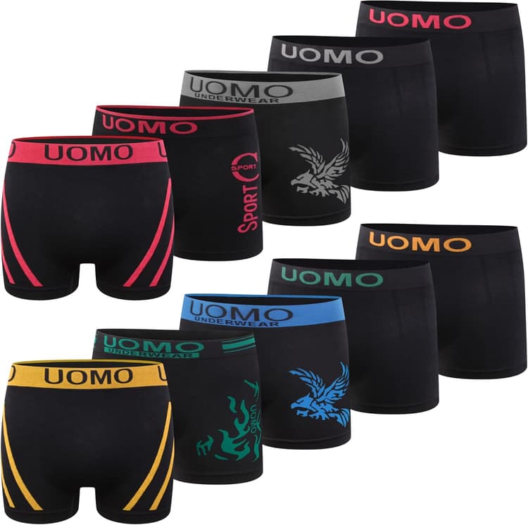 L&K Lot de 5/8/10 Boxers rétro en Microfibre Collection, Tailles S-3XL, Confortable et sans Coutures latérales gênantes, différents Motifs