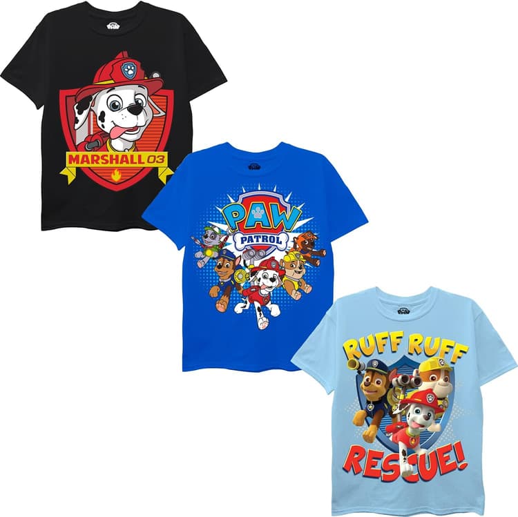 Nickelodeon Boys' Paw Patrol Pack of Three T-Shirts