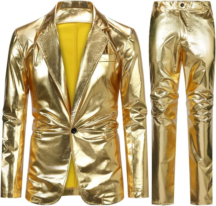 Allthemen Costume Homme 2 pièces Coupe ajustée Veste de Smoking Pantalon pour fête Disco