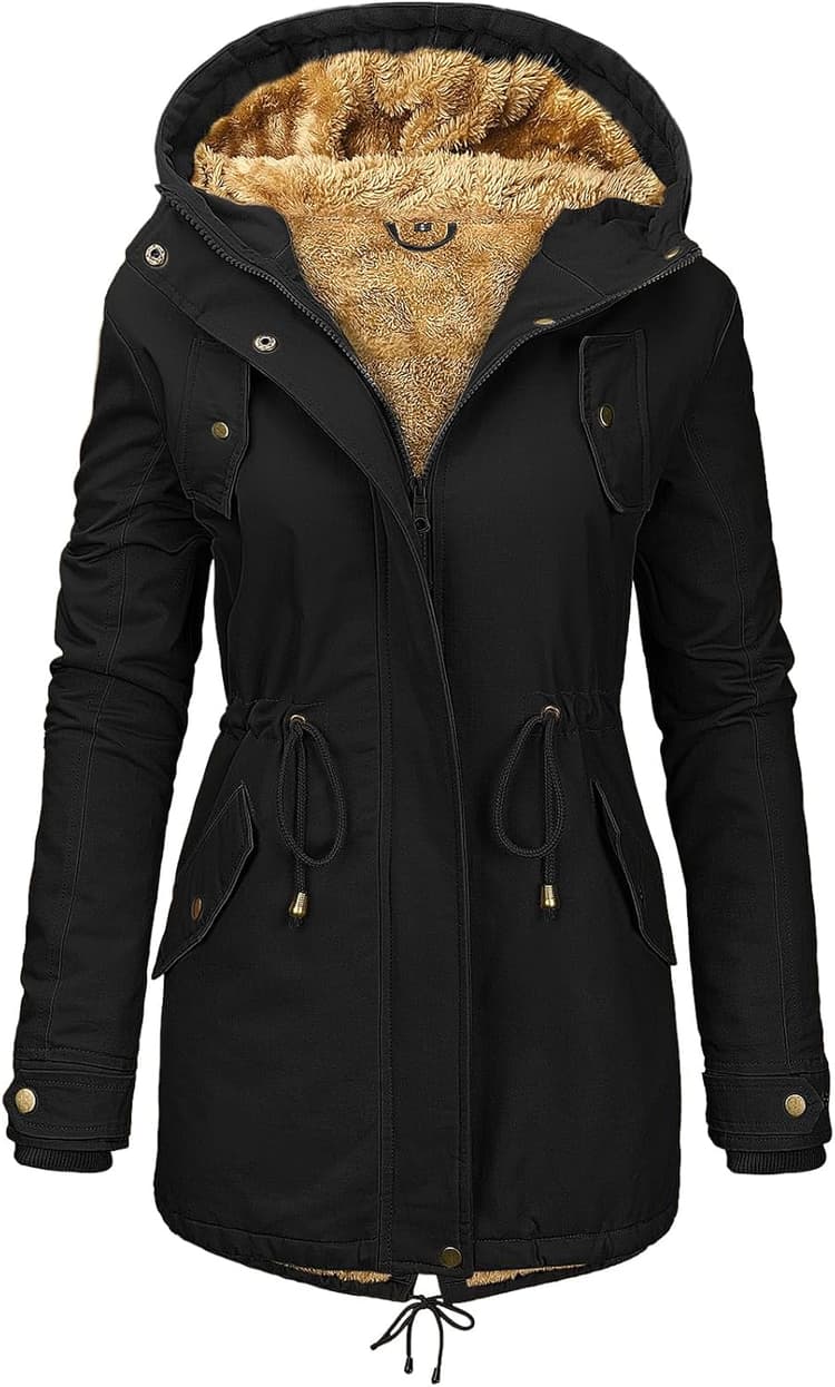 Vancavoo Manteau Femme Hiver Chaud Parkas Blouson Veste Polaire à Capuche Casual Doudoune avec Zippé