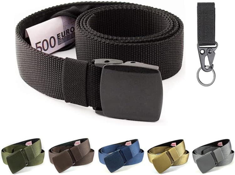 Ceinture de Voyage Porte-Monnaie, Pochette secrète, Ceinture Cache Billets, Idéal pour Une Meilleure Sécurité en Voyage et Travail. (Noir)