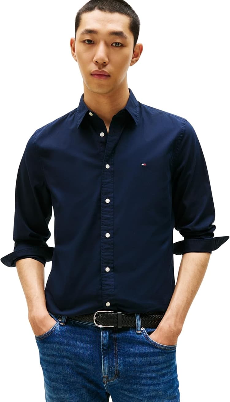 Tommy Hilfiger Chemise Homme Flex Poplin Kent Collar Slim Fit