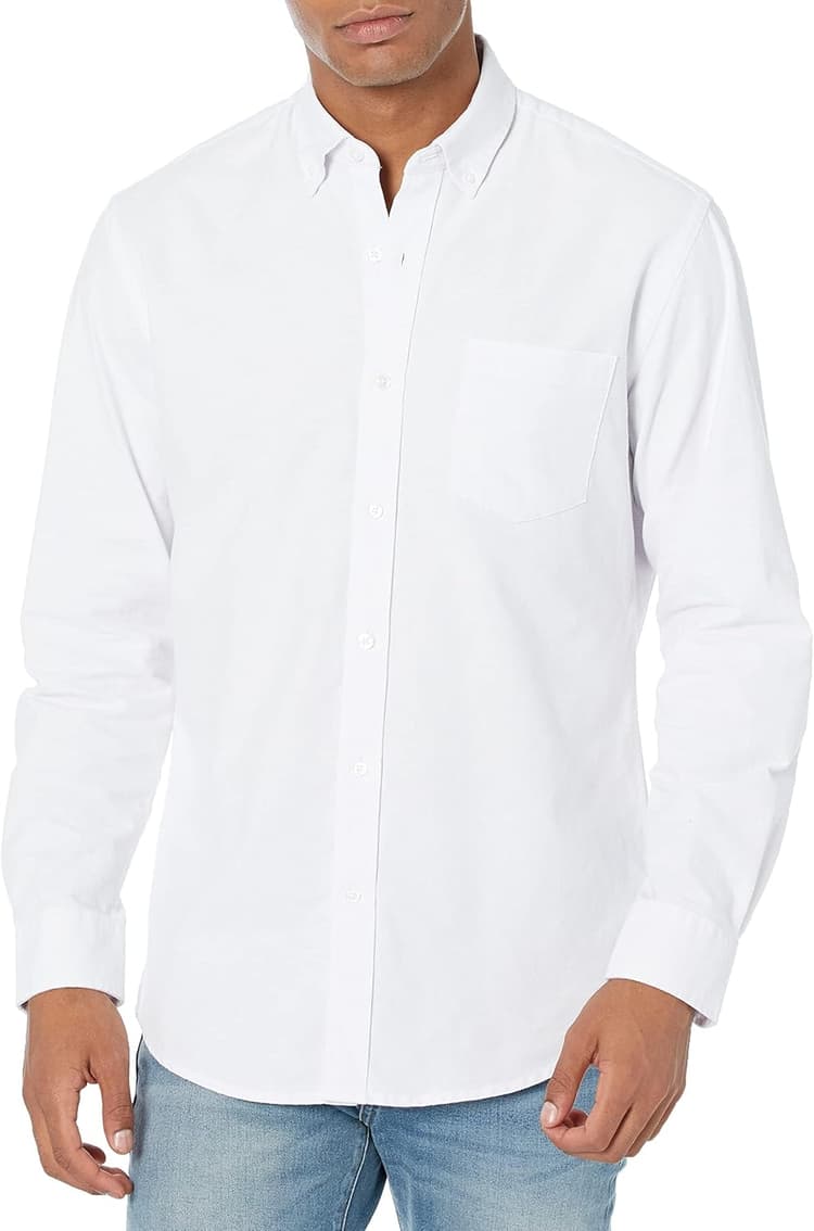 Amazon Essentials Homme Chemise Oxford à Une Poche et Manches Longues Coupe Régulière
