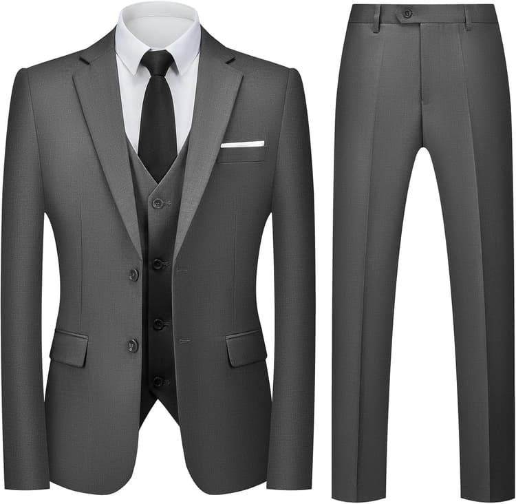 Costumes Hommes Slim Fit 3 Pièces à Deux Boutons Vests de Smoking Formel Mariage Suits Blazer Veste Gilet et Pantalon