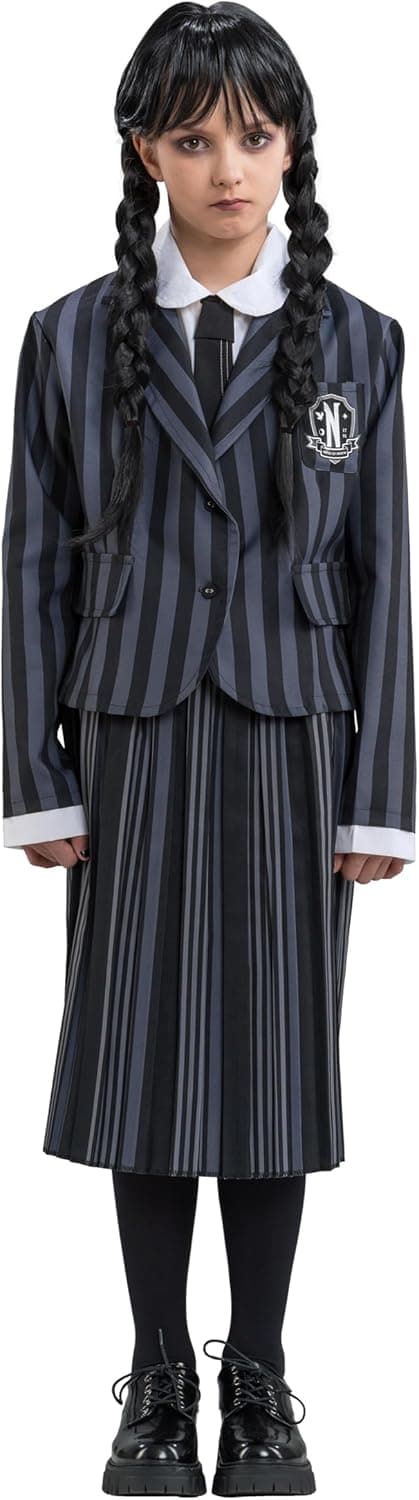 Chaks - Uniforme scolaire Wednesday Addams pour fille, costume officiel Wednesday, tenue 3 pièces pour Halloween et Carnaval