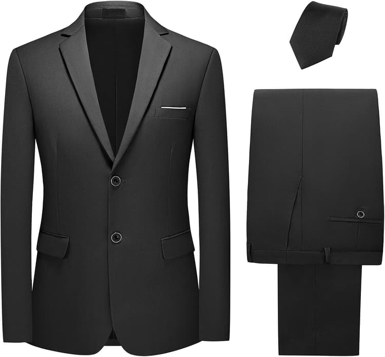 Men's 2-Piece Suit Classic Fit Tuxedo Suit for Wedding Prom Formal Wear Slim Fit Jacket & Pants Set with Tie