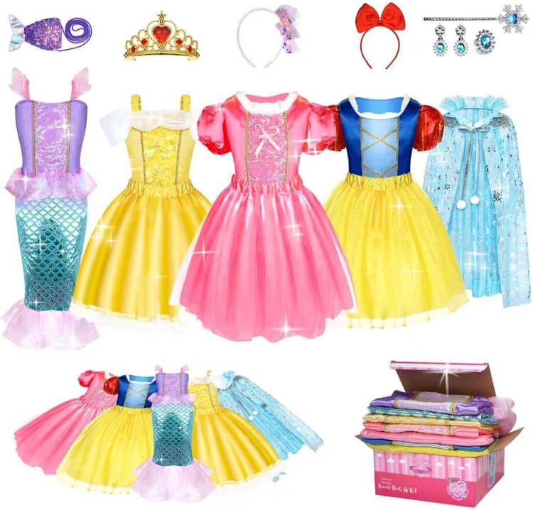 Déguisement de princesse pour filles – Vêtement de déguisement pour jeu de rôle pour filles, costume de princesse pour petites filles, cadeau de Noël ou d'anniversaire pour les tout-petits âgés de 3 à