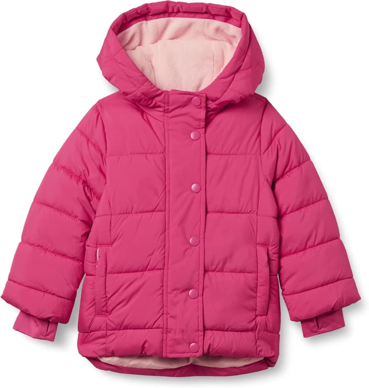 Amazon Essentials Girls and Toddlers' Heavyweight Hooded Puffer Coat, Water-Resistant