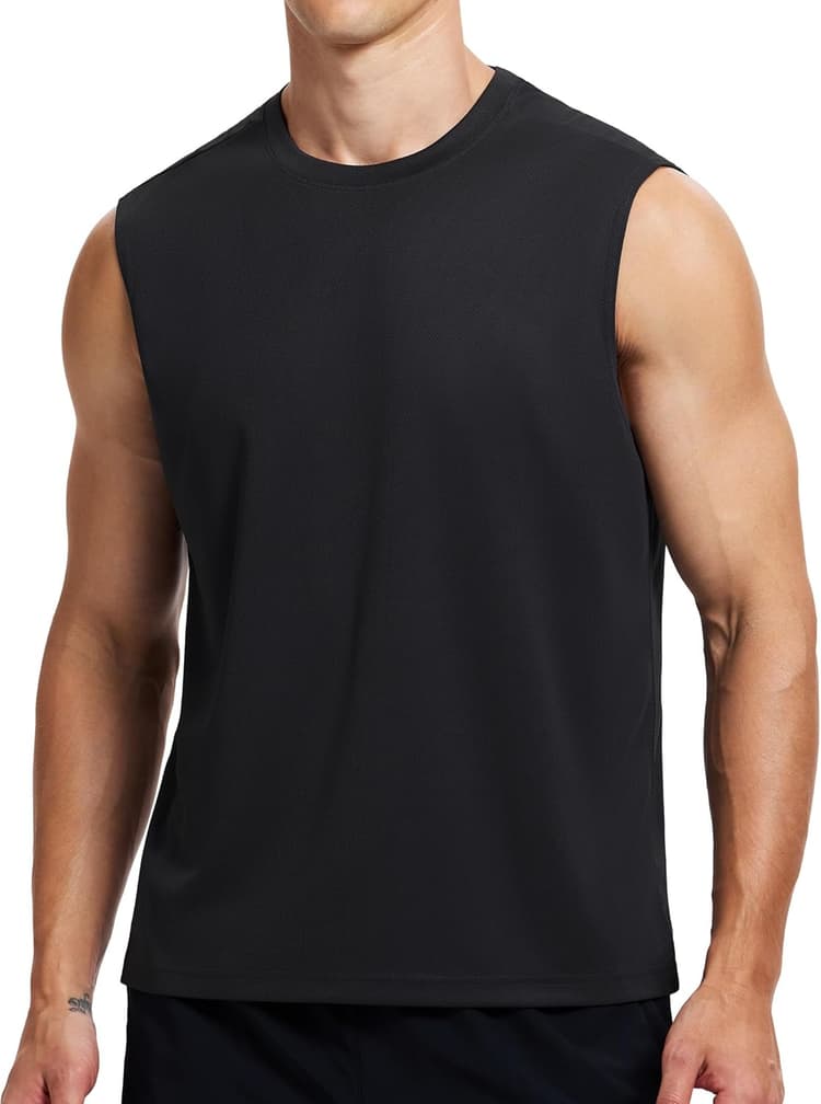 Mens Workout Tank Tops Quick Dry Sleeveless Running Shirts Gym Muscle Bodybuilding Shirts for Men