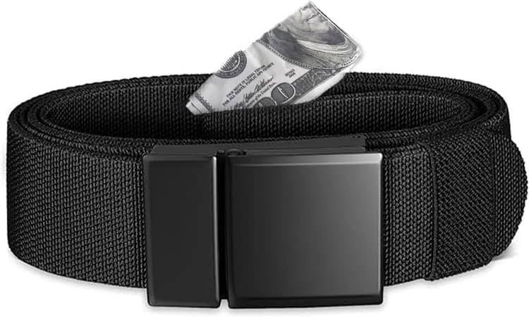 Ceinture de Voyage Porte-Monnaie Portefeuille Antivol Dotée d'une Poche Secret Fermeture Antivol S'applique à Sports de Plein Air Voyages d'affaires Loisirs Quotidiens (Noir, 3.8 * 120cm)