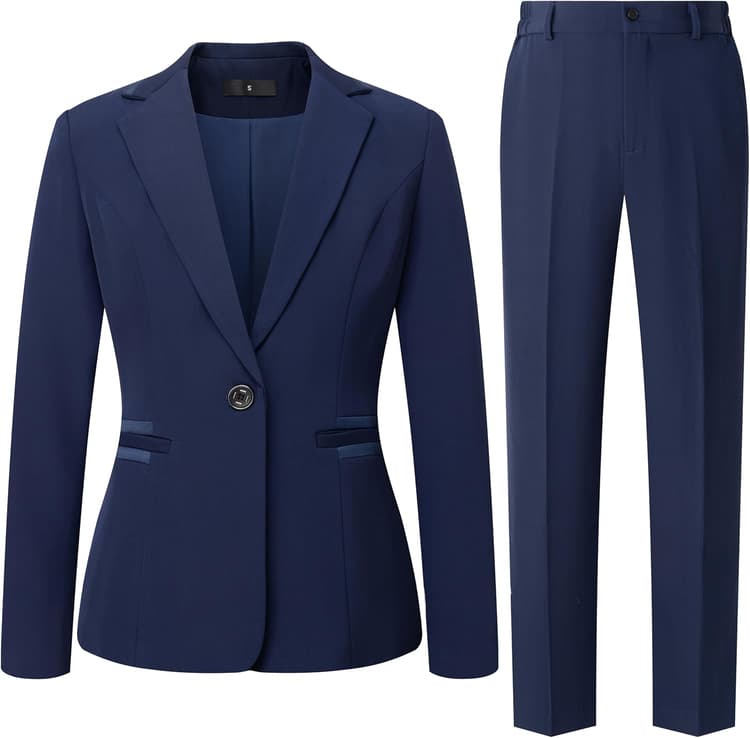 Women's 2 Piece Suit One Button Dressy Blazer Pants Suit Set Business Casual Outfits