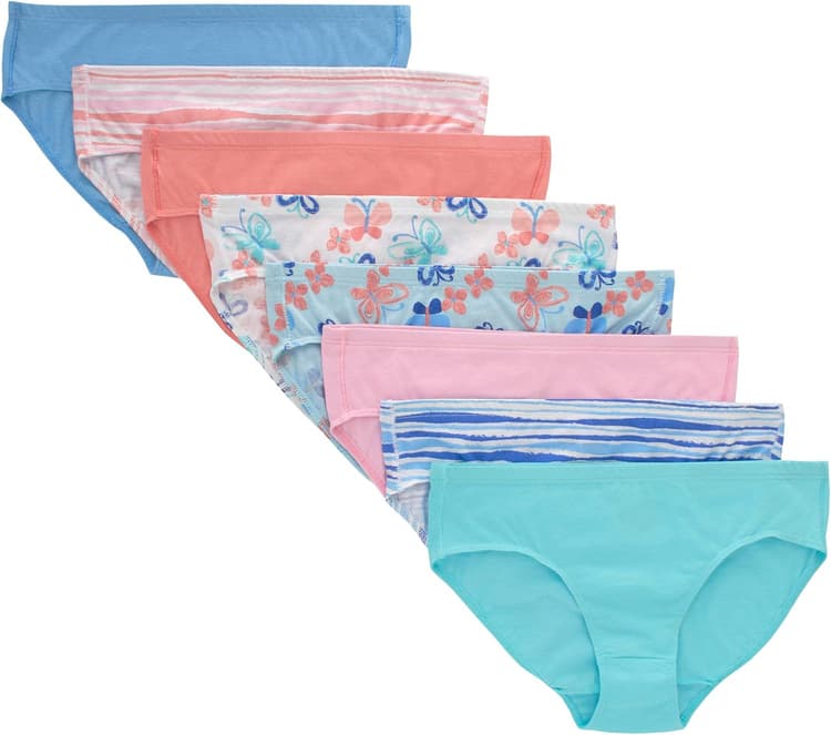 Hanes Girls' Organic Underwear, Brief & Hipster, Toddler & Girl Sizes, Pure Comfort Organic 100% Cotton Panties, 8-pack