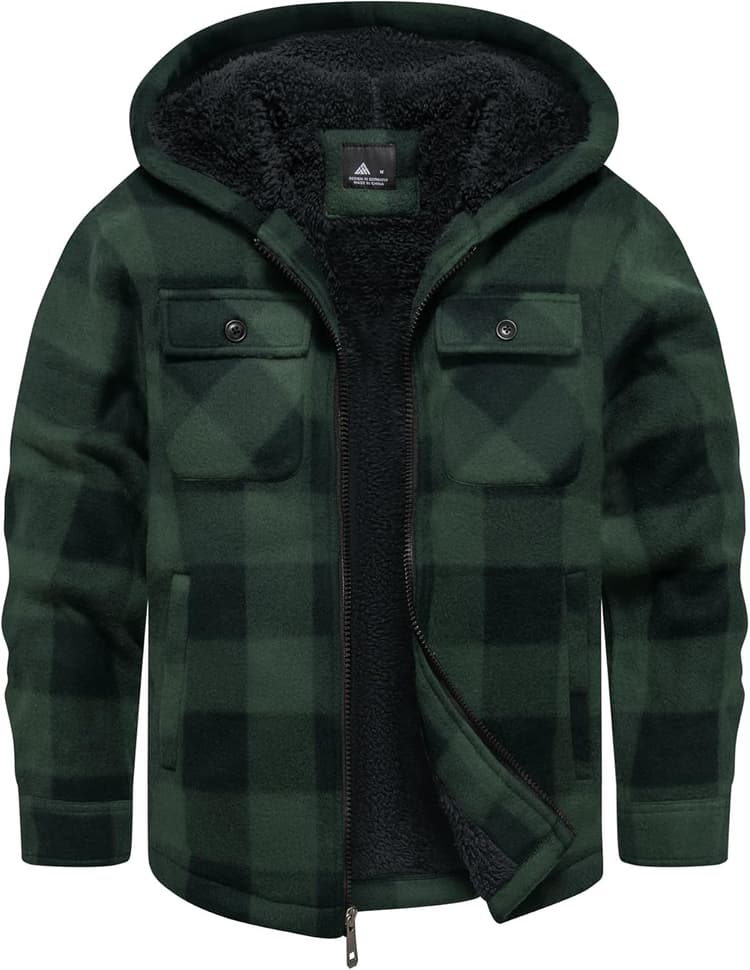 Veste Chemise Garçon Épaisseur Hoodie Veste à Carreaux Enfants avec Fermeture Flanelle Chaude Garçons Sweat Capuche Extérieure Vestes d'hiver Doublées Pour Garçon Poche