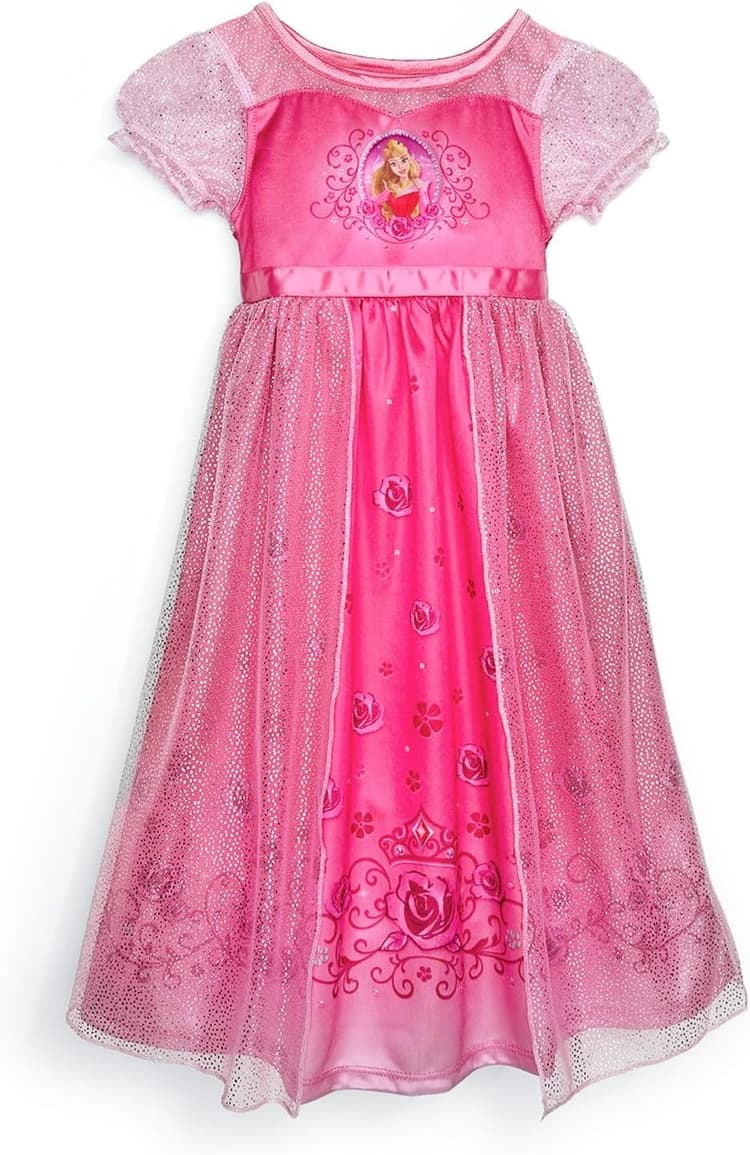 Disney Girls' Princess Dress Nightgown, Fantasy Gown, Soft & Cute Pajamas for Kids