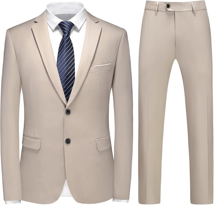 Costume Homme 2 Pièces Mariage Slim Fit d'affaires à Deux Boutons Smokimg Formel Couleur Unie Blazer Veste et Pantalon
