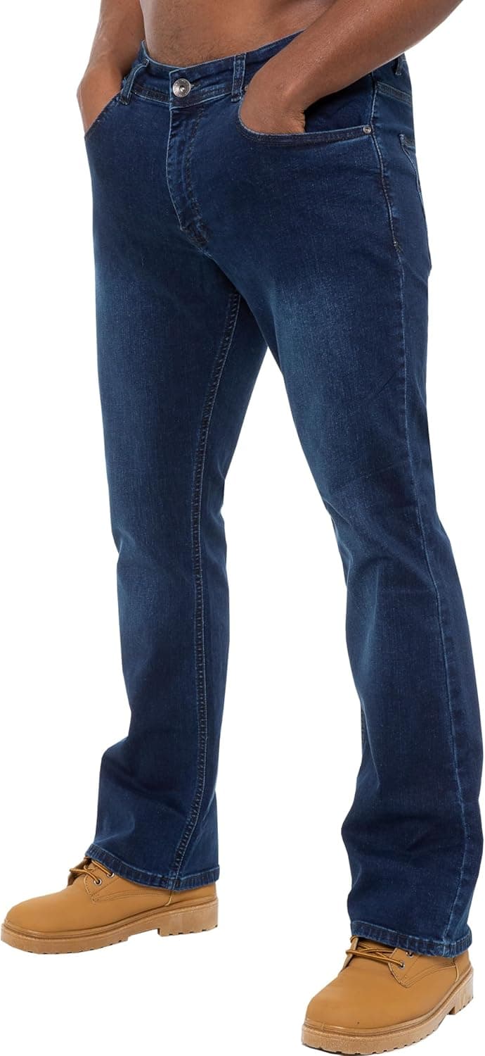 Pantalon Jeans Boot Cut Coupe Classique Coton Homme avec Jean Large