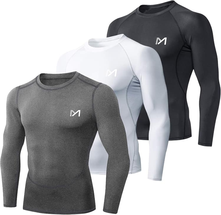 MEETYOO Tee Shirt Compression Homme Manche Court/Longue,Baselayer Maillot Running Vetement Fitness pour Sports Jogging Musculation