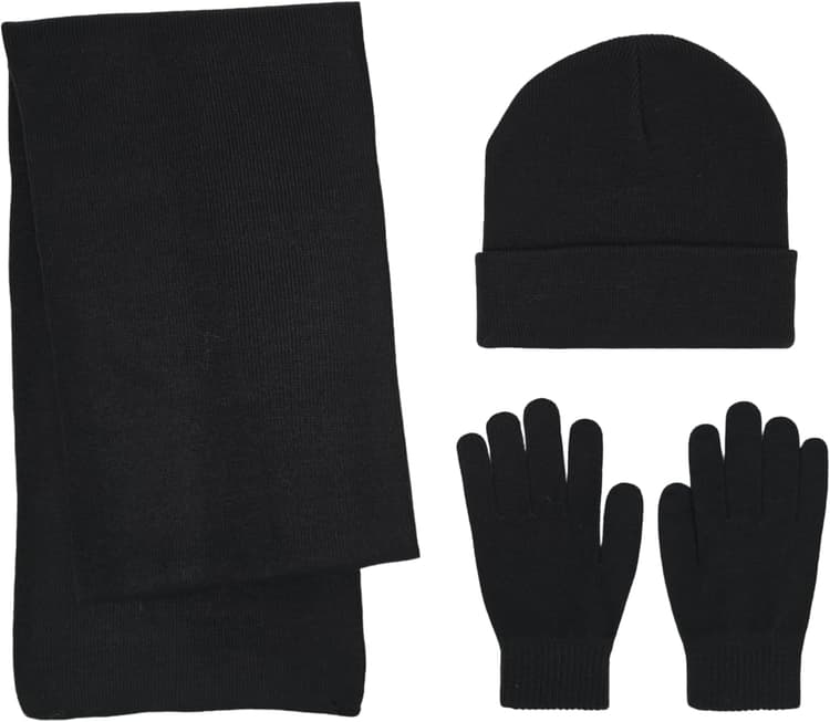 BRUCERIVER Winter Knit Scarf Beanie Touchscreen Gloves 3PCS Set for Men and Women