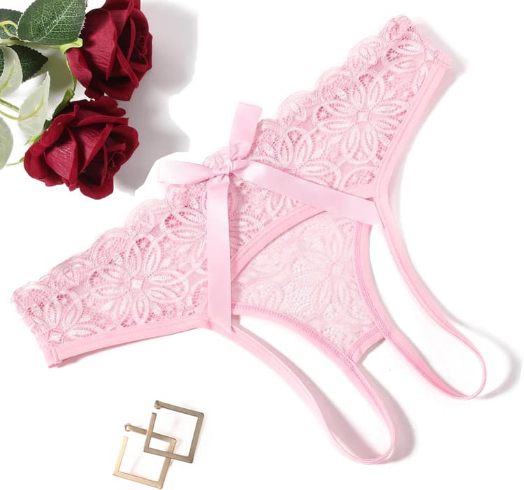 Avidlove Women Lace Panties Hollow Out Rear Bowknot Underwear Ruffle Cheeky Briefs 1-3 Pack