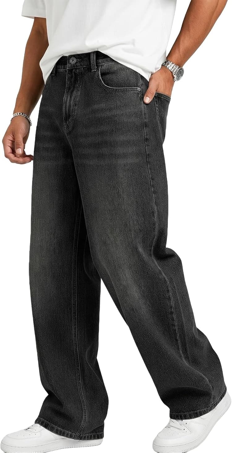 Jean Baggy Homme Pantalon Homme Y2K Streetwear Pantalons en Denim décontractés Multipoches