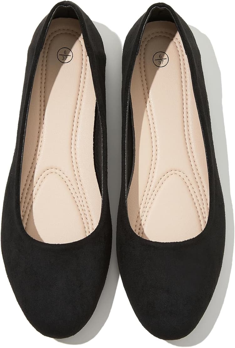 Shupua Flats for Women Round Toe Flat Shoes Dressy Black Ballet Flats Comfortable Womens Dress Shoes Ballerina Flats for Work