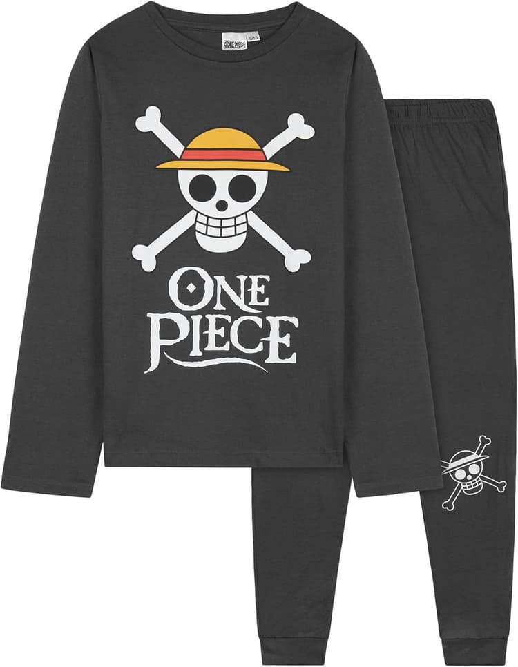 One Piece Pyjama Garçon Long, Ensemble Enfant et Ado 2 Pièces, Anime Vêtement de Nuit, Idée Cadeau Manga pour Fans de Luffy