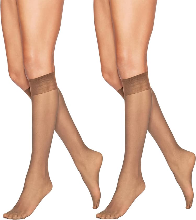 Hanes Alive Women's Full Support Sheer Toe Knee High Stockings