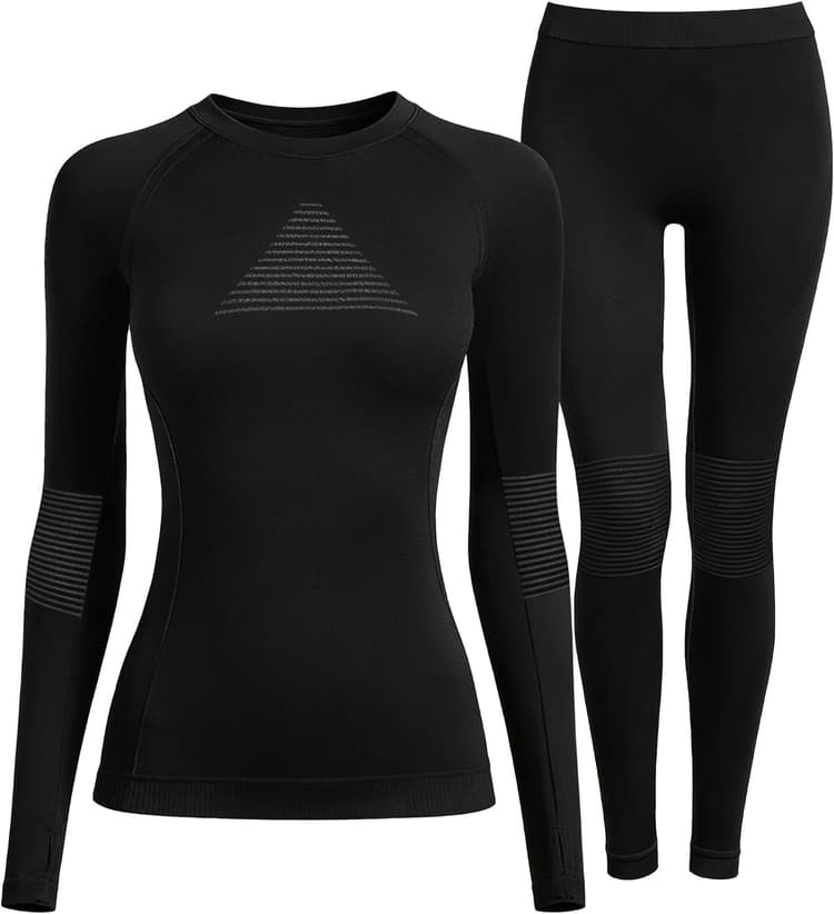 EIISION sous Vêtements Thermique Femme à Manches Longues Couche de Base Hiver Chaud Pull Legging Pantalon et Haut Thermique Collants Thermiques Ensemble Vetement Sport Ski