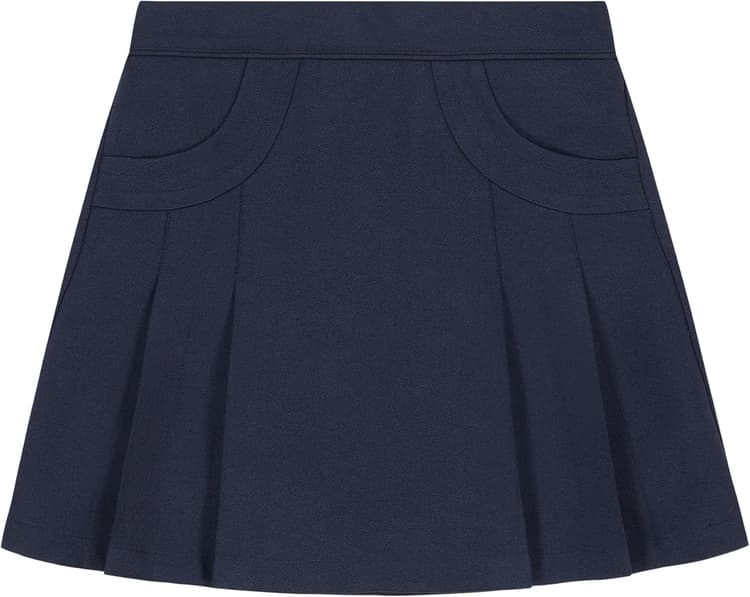 Nautica Girls' School Uniform Pleated Pull-on Scooter Skirt with Undershorts, Knit Waistband & Functional Pockets