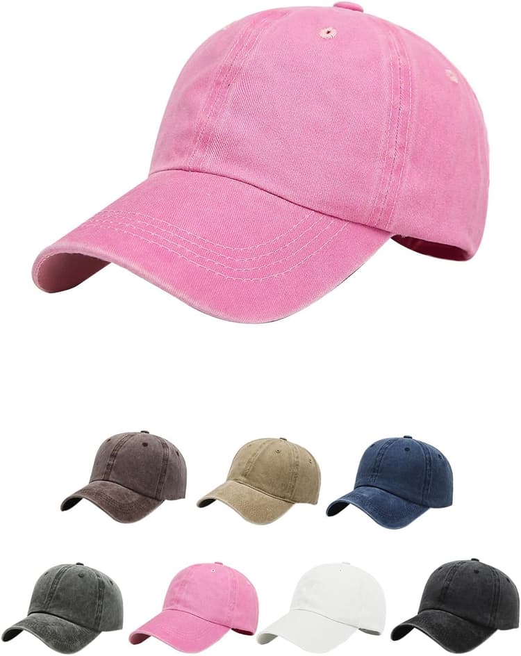 Aomig Casquette de Baseball, Style Rétro Ancien Anti-Soleil Baseball Cap, Homme Femme été Unisexe Réglable Casquettes Sport Extérieur Sunhat Chapeau(Rose)