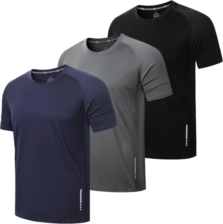 ZENGVEE 3 Pack Tee Shirt Sport Homme T-Shirt Homme à Manches Courtes Séchage Rapide Respirant Running Fitness Gym Baselayer Haut