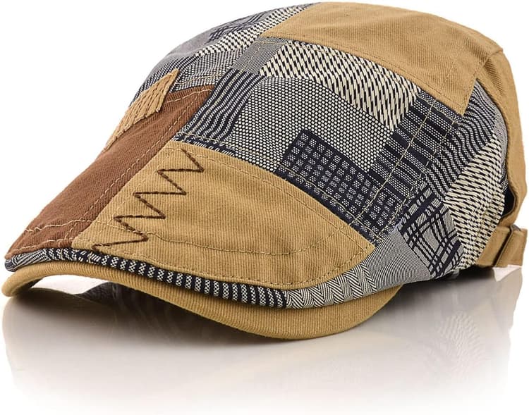 MOACC M Casquette Beret Plate,Chapeaux pour Hommes,Respirant Réglable Lvy Gavroche Casquette, Vintage Newsboy Flat Caps Maille Chapeau