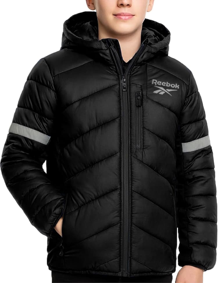 Reebok Boys Puffer Jacket - Heavyweight Quilted Wind & Water Resistant Boys Winter Coat - Insulated Bubble Kids Winter Jacket